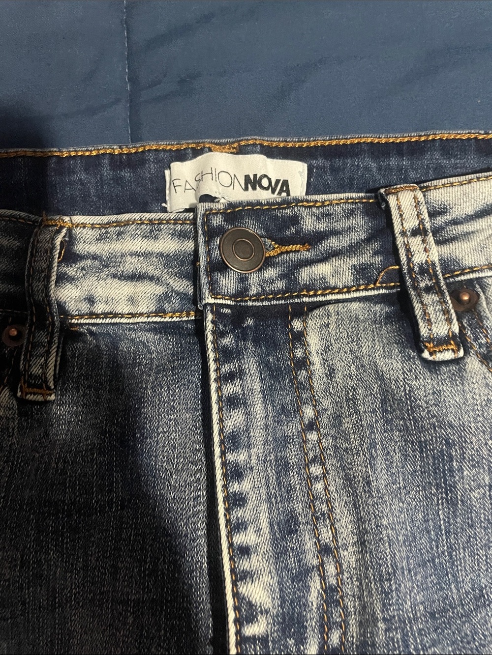 Fashion Nova Light Blue Distressed Skinny Jeans - Picture 3 of 5